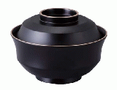 【耐熱ABS樹脂】 4寸天竜寺椀　消黒天金内黒　親・蓋  2-275-1　φ121*H85(mm) 【代引き不可】