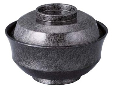 【耐熱ABS樹脂】 4寸天竜寺椀　ブラックアクア内黒　親・蓋  2-275-4　φ121*H85(mm) 【代引き不可】