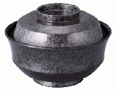 【耐熱ABS樹脂】 4寸天竜寺椀　ブラックアクア内黒　親・蓋  2-275-4　φ121*H85(mm) 【代引き不可】
