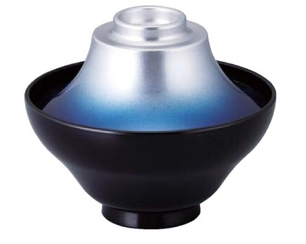 【耐熱ABS樹脂】　福富士椀　ブルー銀ぼかし内黒　親・蓋  6-239-2　φ118*H100(mm)【代引き不可】