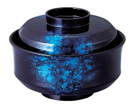 【耐熱ABS樹脂】 4.5寸天竜寺椀　藍八雲内黒　親・蓋  2-280-14　φ135*H99(mm) 【代引き不可】