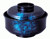 【耐熱ABS樹脂】 4.5寸天竜寺椀　藍八雲内黒　親・蓋  2-280-14　φ135*H99(mm) 【代引き不可】