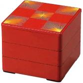 重箱 朱松葉市松 6.5寸彩重3段セット 福井クラフト