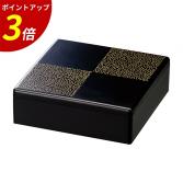 重箱 一段 6.5寸彩重1段セット(外寸19.6cm角 高さ6.5cm)艶消黒 地紋金市松 福井クラフト
