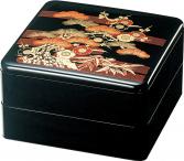 重箱 2段 6.5寸重2段セット 黒松竹梅(外寸19.6cm角 高さ12.5cm)福井クラフト