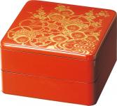 重箱 2段 6.5寸重2段セット(外寸19.6cm角 高さ12.5cm)朱金ツツミ 福井クラフト