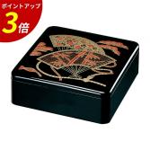 重箱 1段 6.5寸重1段セット 黒招福扇面(外寸19.6cm角 高さ7.5cm)福井クラフト
