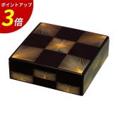 重箱 一段 6.5寸彩重1段セット(外寸19.6cm角 高さ6.5cm)黒松葉市松 福井クラフト