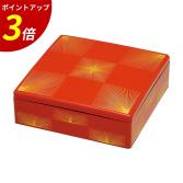 重箱 一段6.5寸彩重1段セット(外寸19.6cm角 高さ6.5cm)朱松葉市松 福井クラフト
