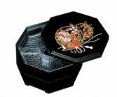 八角オードブル花御所車 黒 尺8.0寸  日本製 福井クラフト