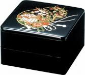 重箱 2段6.5寸重2段セット 黒花御所車(外寸19.6cm角 高さ12.5cm)福井クラフト