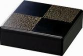 重箱 一段 6.5寸彩重1段セット(外寸19.6cm角 高さ6.5cm)艶消黒 地紋金市松 福井クラフト