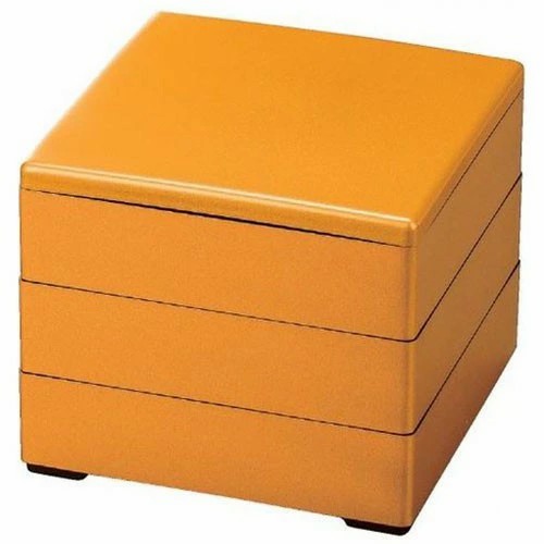 10セット 重箱 3段金塗 業務用 樹脂製7.0寸彩重3段 (外寸21.0cm角 高さ16.5cm) 福井クラフト