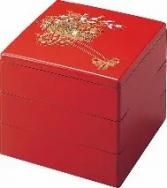 重箱 3段 6.5寸彩重3段セット(外寸19.6cm角 高さ17.6cm)朱花車 福井クラフト