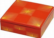 10セット　重箱 1段6.5寸彩重1段(外寸19.6cm角 高さ6.5cm)朱松葉市松 福井クラフト