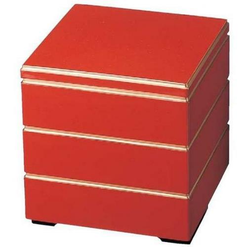 10セット 重箱 3段 ABS6.5寸校倉三段重 朱渕金   福井クラフト