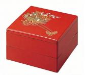 二段重 6.5寸彩重2段セット(外寸19.6cm角 高さ11.7cm)朱花車 福井クラフト