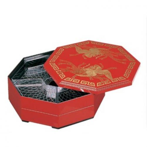 八角オードブル 鳳凰 朱 尺1寸  日本製 福井クラフト