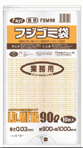 フジゴミ袋 LD+META 90L 03 透明300(10 枚 *30 袋)/ケース*3ケース
