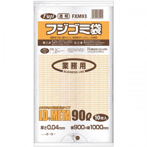 フジゴミ袋 LD+META 90L 04 透明300(10 枚 *30 袋)/ケース*3ケース