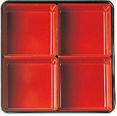 10セット重箱 仕切り | お重箱用 仕切 正方形 漆塗り 漆 お正月 正月 おせち オードブル お節 お花見 運動会 お祝い イベント ピクニック 行楽 遠足 赤 レッド 業務用 日本製 | 6.5寸重箱用PC仕切り朱Bタイプ4個組 福井クラフト