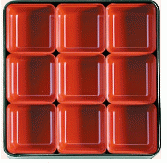 10セット重箱 仕切り | お重箱用 仕切 正方形 漆塗り 漆 お正月 正月 おせち オードブル お節 お花見 運動会 お祝い ピクニック 行楽 遠足 赤 レッド 業務用 日本製 | 6.5寸重箱用PC仕切りQタイプ 朱9個組セット 福井クラフト