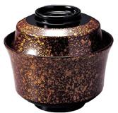 【耐熱ABS樹脂】 3.6寸天竜寺椀　茶しぶき 内黒　親・蓋  2-258-7 【代引き不可】