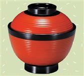 【耐熱ABS樹脂】 3.6寸千筋高仙才椀　朱ツバ黒 内黒　親・蓋  2-259-4 【代引き不可】