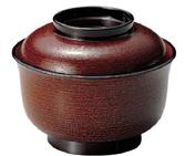 【耐熱ABS樹脂】 4寸千鳥椀　溜刷毛目内朱　親・蓋　2-279-1　φ118*H95(mm) 【代引き不可】