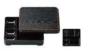 【ABS樹脂】6.5寸　角加賀弁当<固定仕切>黒天朱　商品番号:2-704-7【代引き不可】