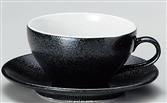 アルミナ磁器　スープ碗皿　黒御影　セット　磁器　食器　6-20-26　碗φ104*H60　皿φ157*H20(mm)【代引き不可】