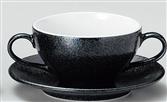 アルミナ磁器　ブイヨン碗皿　黒御影　セット　磁器　食器　6-20-30　碗φ104*H60　皿φ157*H20(mm)【代引き不可】