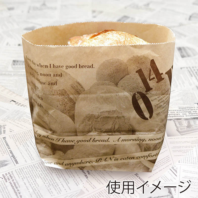 【業務用】【パン包材】大阪ポリエチレン販売　亀甲袋 No.2014パン柄　2032　215(マチ90)×145　1000枚入り
