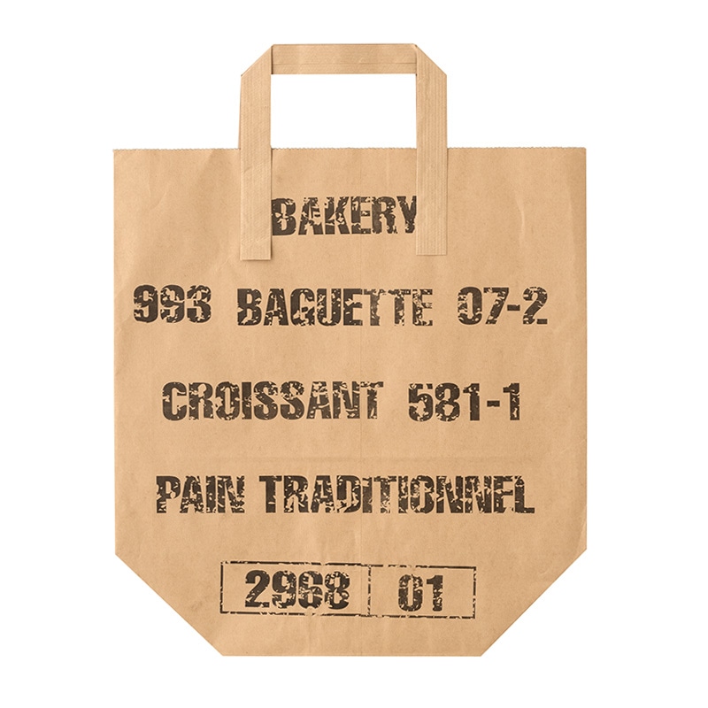 【業務用】【パン包材】大阪ポリエチレン販売　HANDLE BAG(ベーカリー柄) No.424 L(ベーカリーA)　2062　290(マチ125)×310　200枚入り