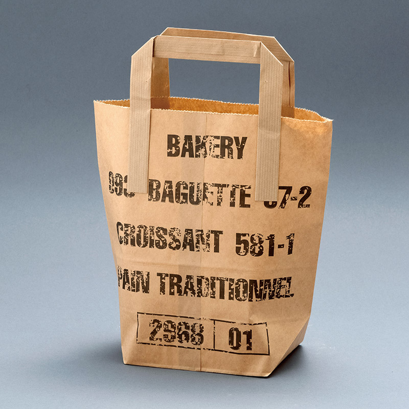 【業務用】【パン包材】大阪ポリエチレン販売　HANDLE BAG(ベーカリー柄) No.424 L(ベーカリーA)　2062　290(マチ125)×310　200枚入り