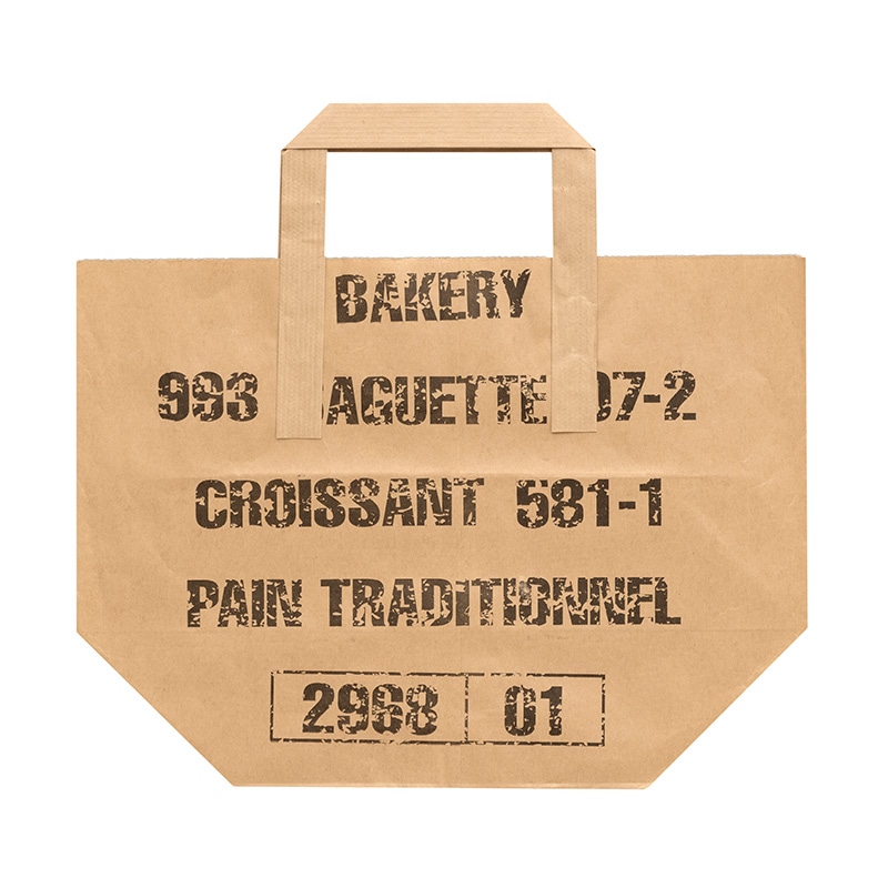 【業務用】【パン包材】大阪ポリエチレン販売　HANDLE BAG(ベーカリー柄) No.425 M(ベーカリーB)　2063　290(マチ125)×215　400枚入り
