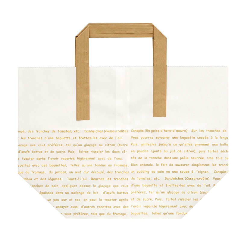 【業務用】【パン包材】大阪ポリエチレン販売　HANDLE BAG(レシピ柄) No.425 M(レシピB)　2064　290(マチ125)×215　400枚入り