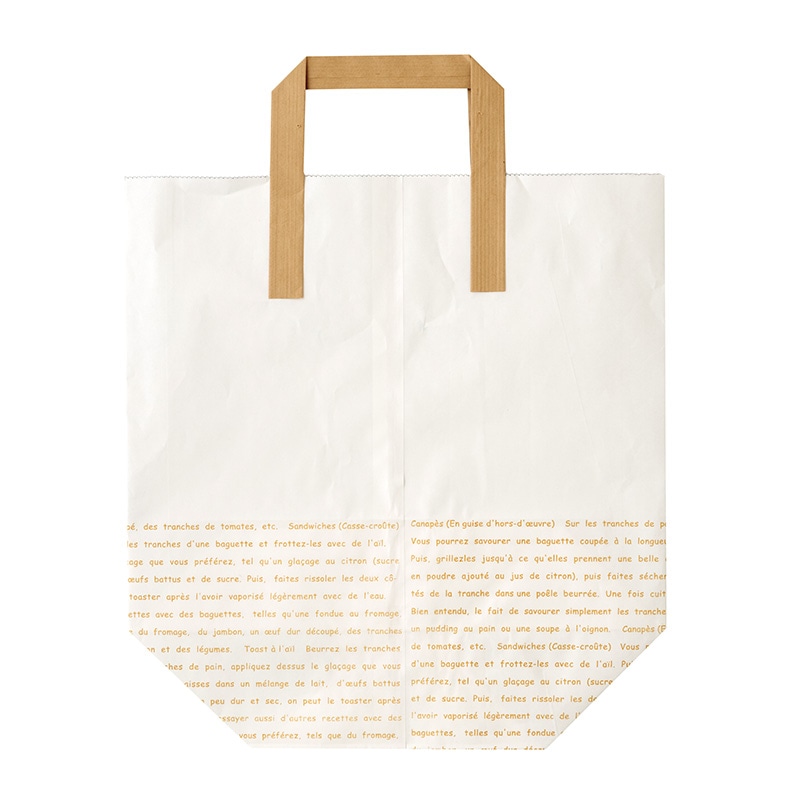 【業務用】【パン包材】大阪ポリエチレン販売　HANDLE BAG(レシピ柄) No.424 L(レシピA)　2066　290(マチ125)×310　200枚入り