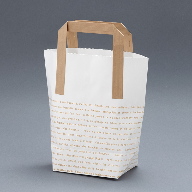 【業務用】【パン包材】大阪ポリエチレン販売　HANDLE BAG(レシピ柄) No.424 L(レシピA)　2066　290(マチ125)×310　200枚入り