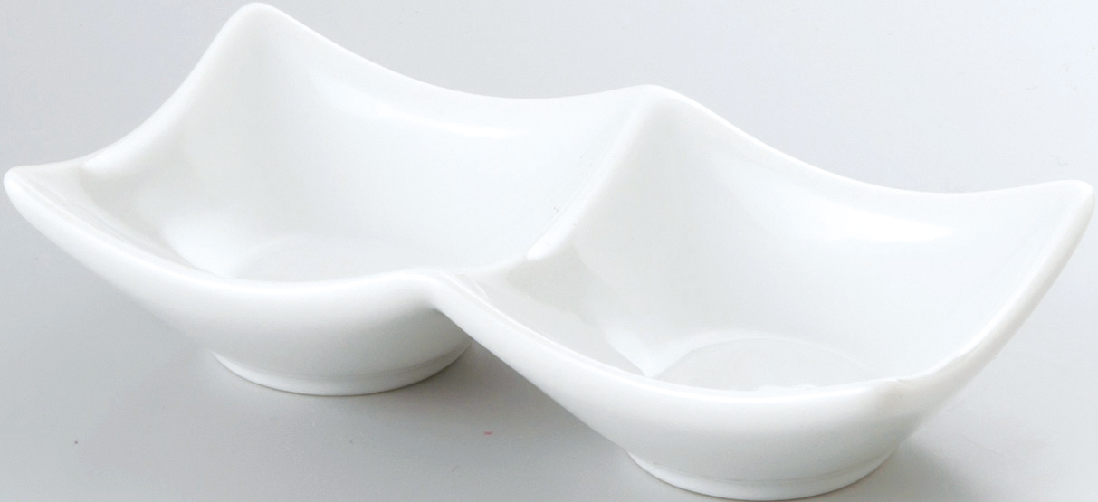 鳴門 白 14cm二連皿 13.7×7×3.2cm