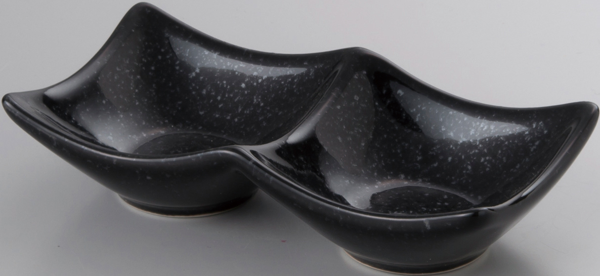 天河 黒御影 14cm二連皿 黒御影 13.7×7×3.2cm
