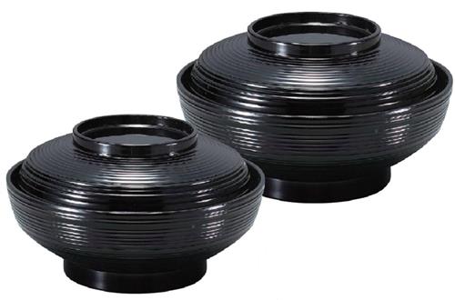 【耐熱ABS樹脂】6寸平蓋物　黒内黒　親・蓋　【右】商品番号:2-289-4【代引き不可】