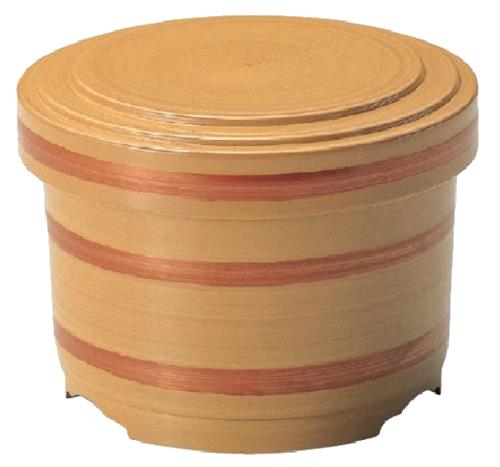 【ABS樹脂】 桶型飯器　(小)　白木 (内朱)　親・蓋　飯器　2-334-10 【代引き不可】