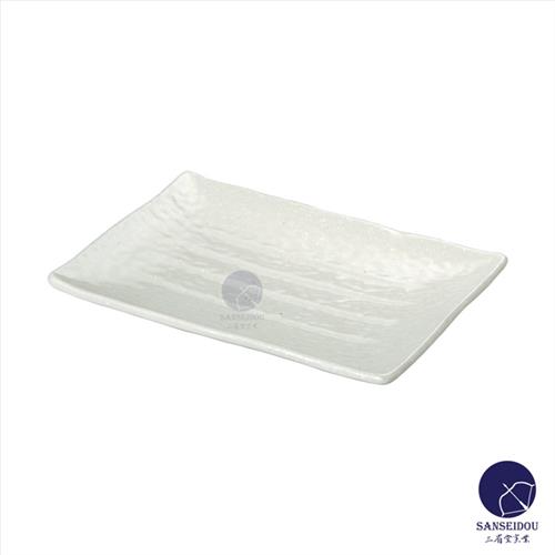 アルミナ磁器　たたき長角皿大　粉引　磁器　食器　86615073　W301*D216*H35(mm)【代引き不可】