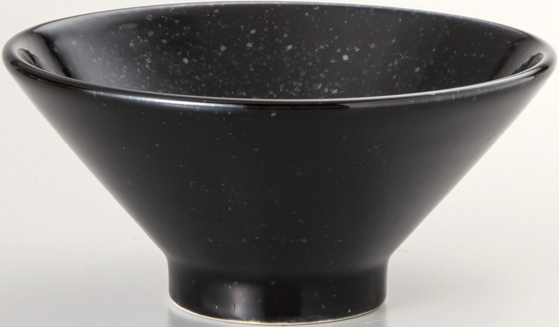 黒中華　切立14cmライス碗 黒御影