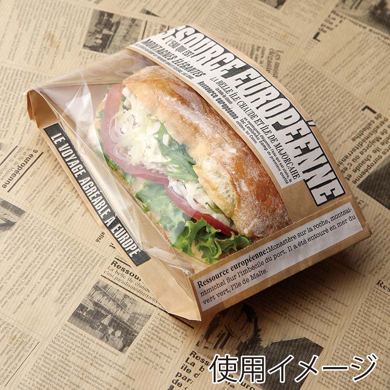 【業務用】【パン包材】大阪ポリエチレン販売　フェネットサンド窓ワイド No.205ヨーロピアン　5463　120(マチ70)×225+18　1000枚入り