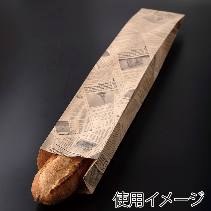 【業務用】【パン包材】大阪ポリエチレン販売　フランスパン紙袋 ヨーロピアン柄(茶) No.91(中)　5722　100(マチ70)×545+18　1000枚入り
