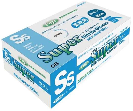 フジ スーパーニトリルグローブ SSサイズ 粉なし ブルー 100枚 (1箱)×3ケースニトリル手袋 破れにくい パウダーフリー 671310 334014-9-JI 大特価セール