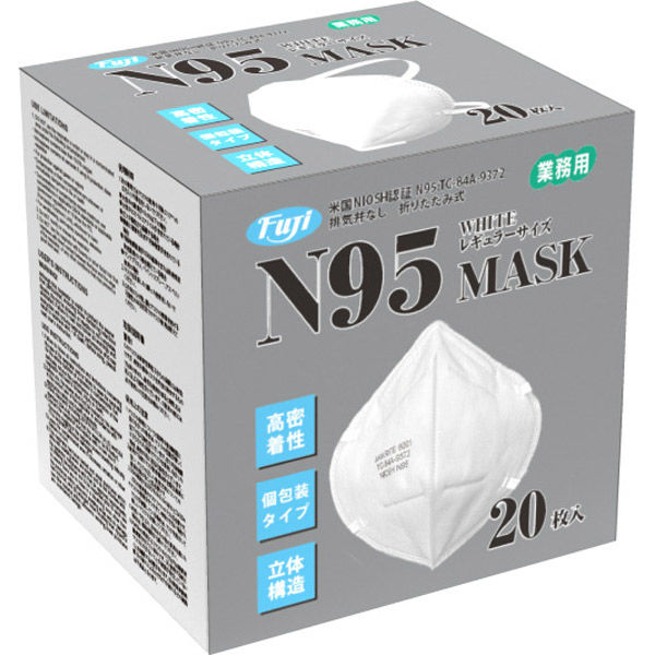 【業務用】【ケース販売】【使い捨て】尚美堂　フジナップ　フジ N95 マスク レギュラー　68200　W110×H156mm　400枚(20枚×20箱)/ケース×1ケース　米国NIOSH認証　微粒子用の4層構造