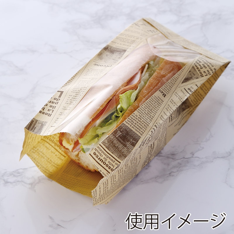 【業務用】【パン包材】大阪ポリエチレン販売　No.232 ヒートシール対応ヨーロピアン茶筋フェネット　7372　100(マチ60)×225+18　1000枚入り